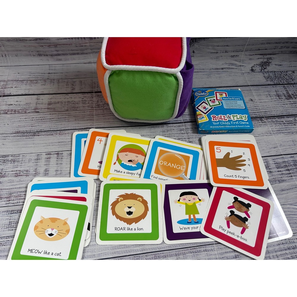 ThinkFun Roll & Play Game Plush Cube and 48 Activity Cards